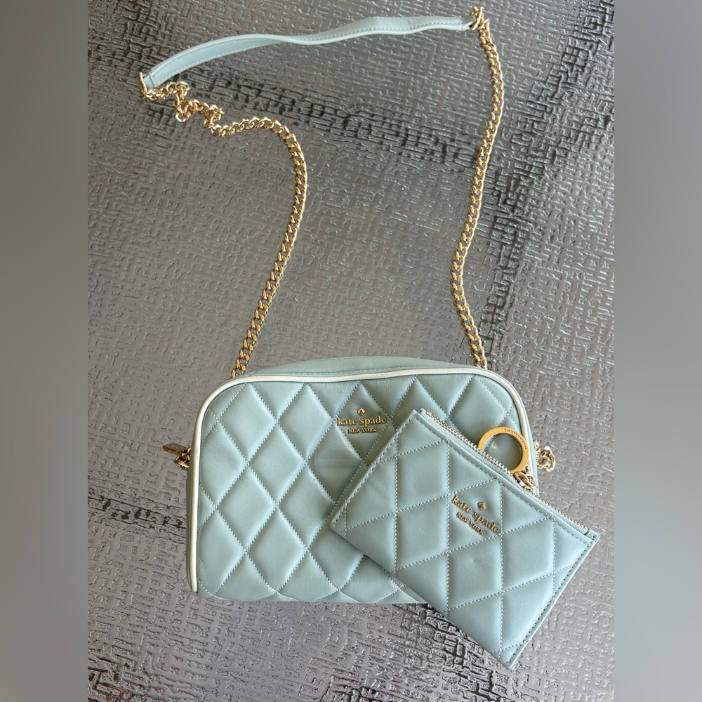 kate spade Quilted Mint Green Crossbody with Card Wallet